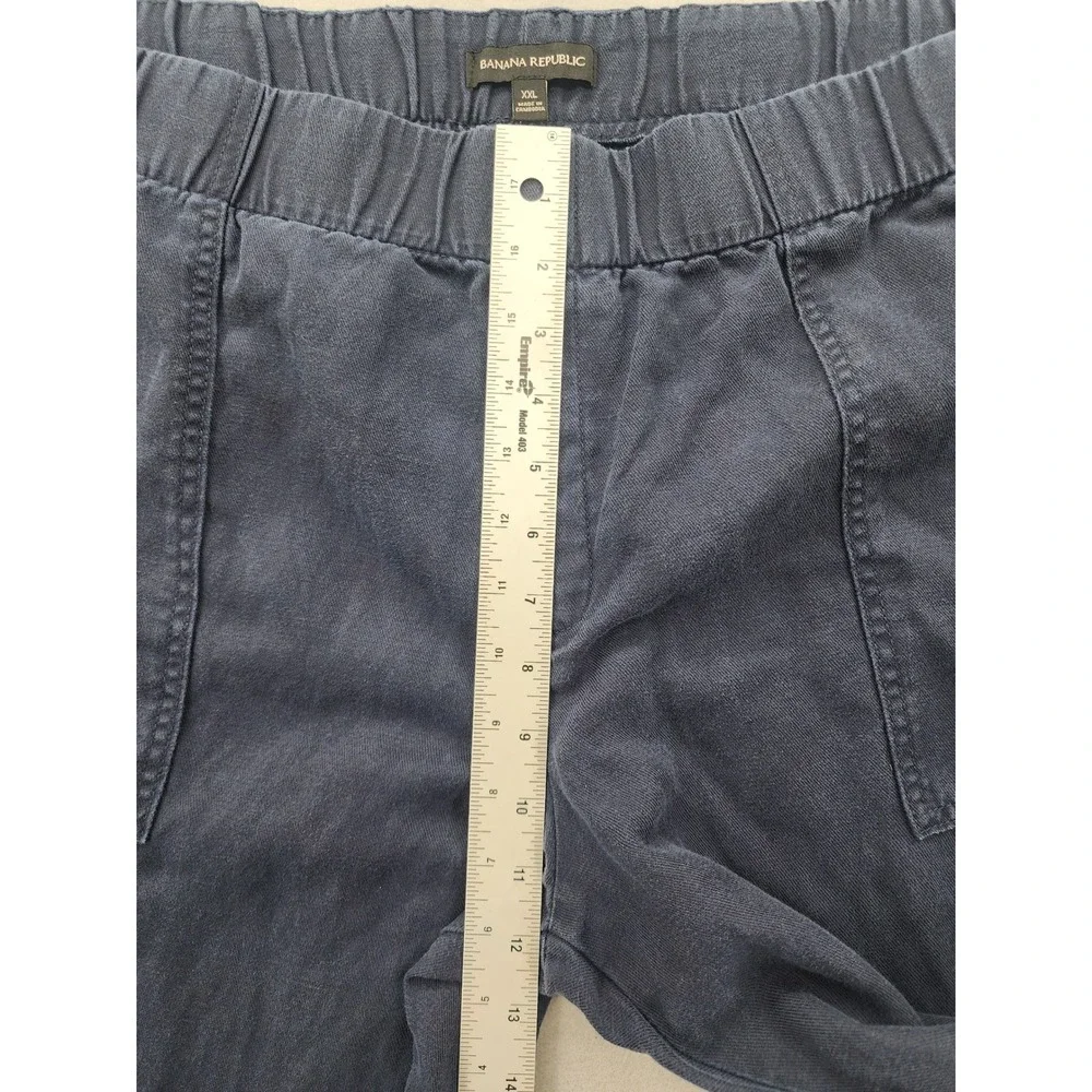 Banana Republic XXL Blue Lyocell Linen Cotton Pull On Utility Cropped Pants New